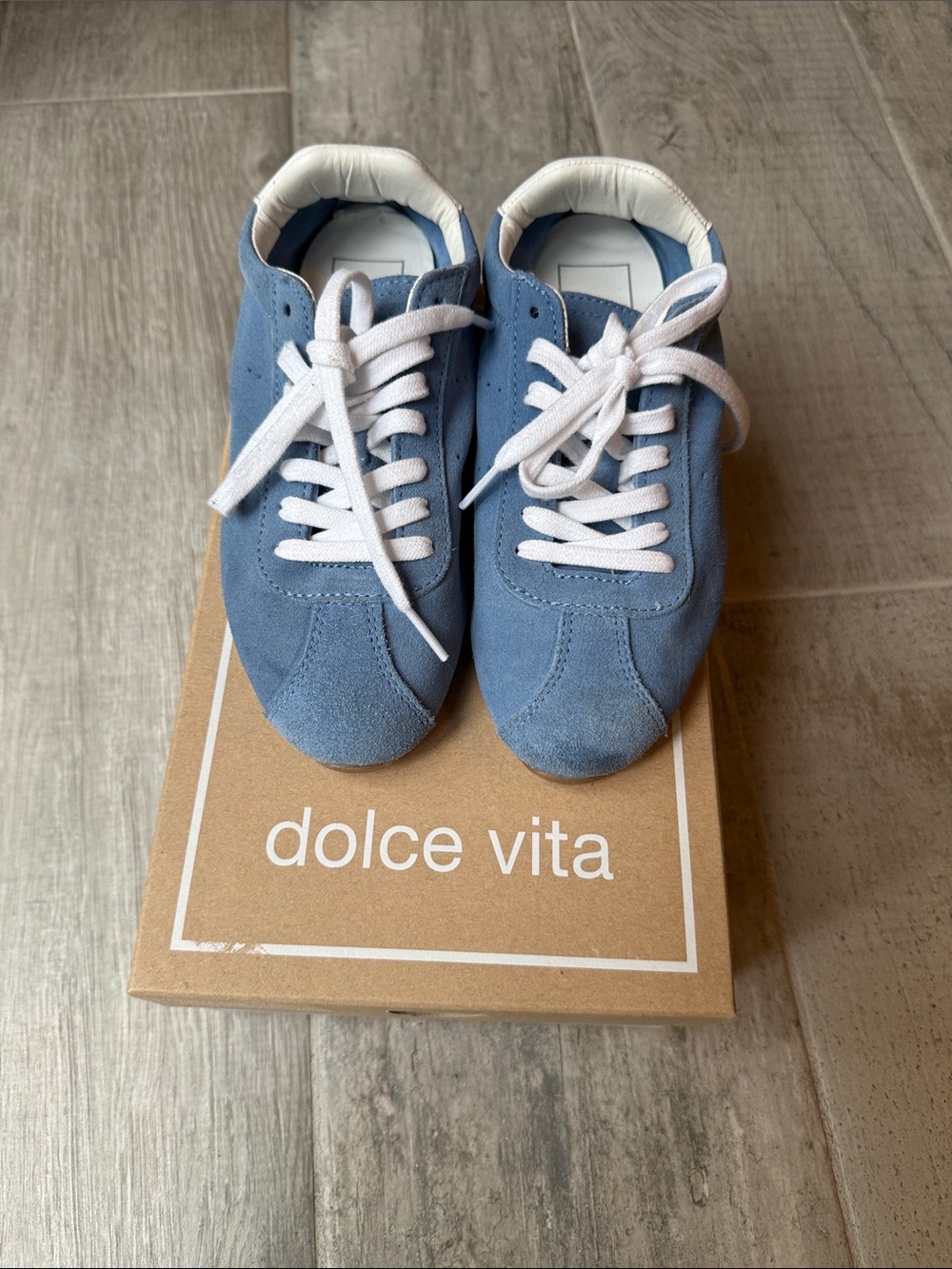 Dolce Vita Kids Blue Suede Sneakers with White Laces